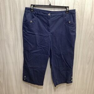 KAREN SCOTT Women's (Size 14) Button Zip Capris‎ Pockets Stretch Cuff Accent
